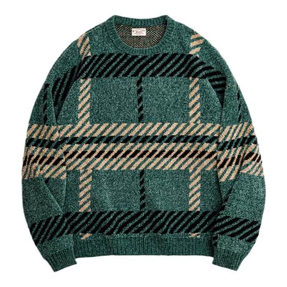 Maden workwear American retro Chenille Christmas couple sweater thickened warm bottomed velvet sweater men autumn and winter