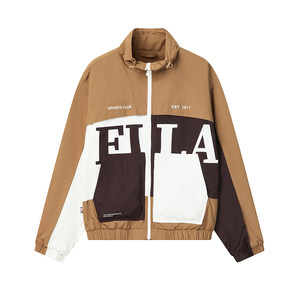 
FILA official men's woven jacket 2026 spring new style color-blocked stand-up collar jacket loose casual top