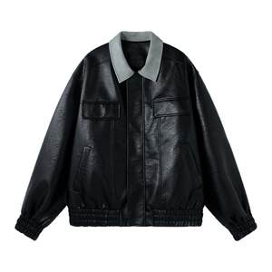 
BJHG reckless American leather jacket men's spring 2026 new fashion contrast color simple short wide jacket women