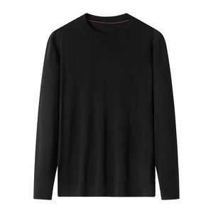 
Front needle and back thread mulberry silk + Consinee cashmere high-end men's long-sleeved T-shirt round neck knitted sweater bottoming shirt