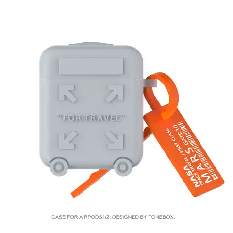 Off-White Style Suitcase AirPods Case with NASA Space Travel Tag AirPods Case for AirPods 4, AirPods 3 & AirPods Pro 3 and 2