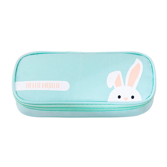 Creative cartoon large -capacity Elementary school students cute animal simplicity pencil bag stationery box zipper Oxford cloth pen bag
