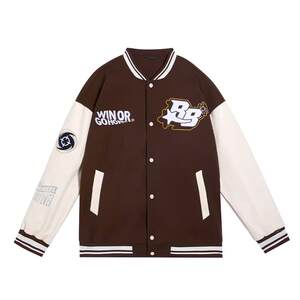 
The accurate whirlwind baseball uniform for men and women, spring and autumn couple's velvet jacket, sports cotton clothing, trendy splicing flight jacket for men