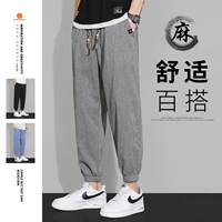 Летние легкие и тонкие дышащие шелковые штаны, китайский стиль, из хлопка и льна