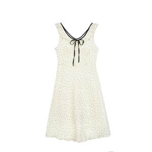 
LLANO flocked polka-dot v-neck dress retro elegant ruffled French sleeveless temperament mid-length skirt for women in summer