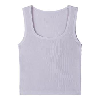 Cool ice silk wide shoulder strap covers the side breast square collar vest