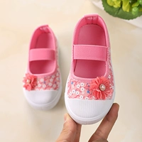 Одна педаль девочка обувь свободна повседневная ботинка холста, корейская версия легких кроссов, детская обувь принцессы, обувь для рот детские туфли