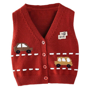 
Boys sweater vest V-neck cardigan with spring and autumn children's vest sweater baby top baby knitted sweater