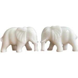 
White jade water-absorbing elephant ornaments pair of animals living room entrance home decoration natural jade carving new Chinese style