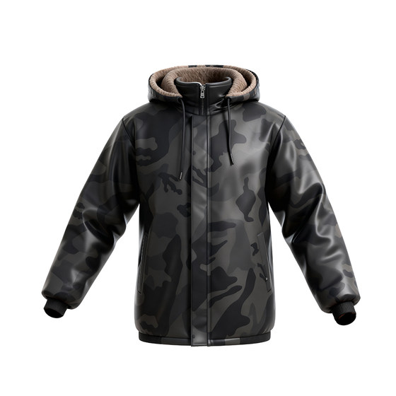 
Winter camouflage plus velvet thickened leather jacket and leather pants suit men's windproof and cold-proof warm leather overalls jacket motorcycle