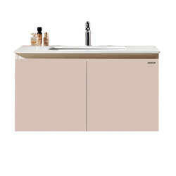 Wrigley stone slab countertop ceramic integrated basin bathroom cabinet