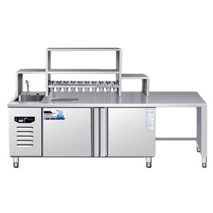 Water bar commercial milk tea shop equipment full set of stainless steel refrigeration workbench milk tea machine refrigeration operation bench custom