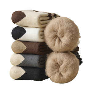 
Thick wool calf socks for women, autumn and winter plus velvet and thickened long tube half confinement three-bar warm stovepipe stockings