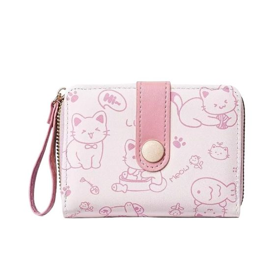 
Simple Japanese wallet for women short thin small folding student wallet 2025 new cute niche change card bag