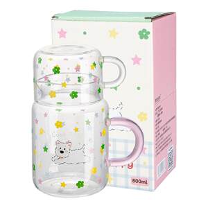 
Modern housewife high borosilicate glass cup with lid household drinking cup large capacity milk coffee cup cold kettle