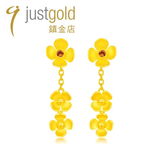 一款两戴justgold镇金店恋之花黄金足金耳环耳钉耳钩1308841Y