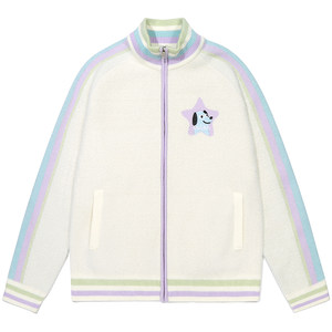 GUUKA trendy brand color-blocking knitted cardigan jacket for men in autumn and winter, couple puppy stand-up collar lazy style sweater for women loose
