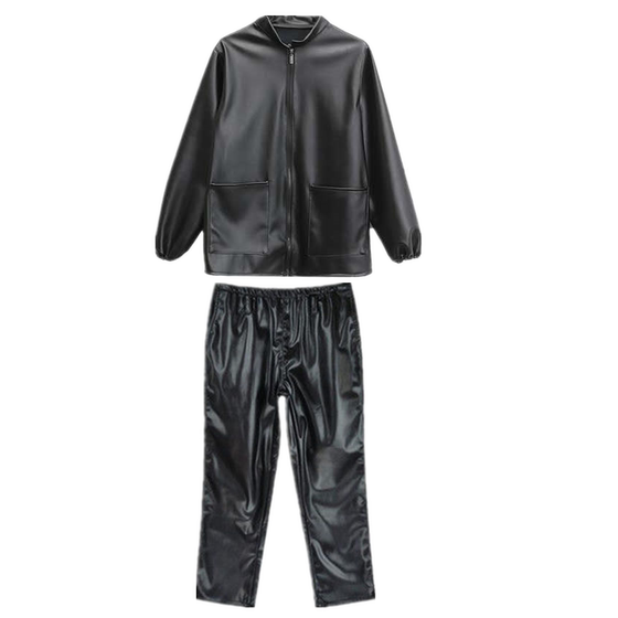 Waterproof oil and windproof work clothes pants workwear PU leather car auto repair slaughter middle -aged and elderly men and women casual leather pants