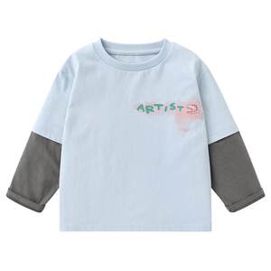 
Right European boy's long-sleeved T-shirt fake two-piece girls' bottom shirt spring and autumn new children's clothing children's trendy underwear top