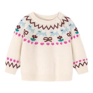 
Mini Balabala Sweater for Boys and Girls 2025 Autumn and Winter Children's Parent-child Festival Jacquard Christmas Knitted Sweater