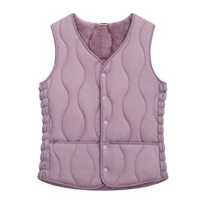 
2025 autumn and winter new style plus velvet thickened down cotton vest for women casual and versatile short warm shoulder horse clip vest
