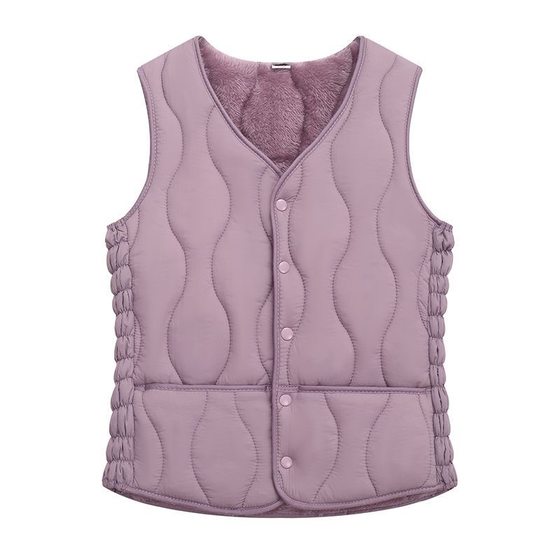 
2025 autumn and winter new style plus velvet thickened down cotton vest for women casual and versatile short warm shoulder horse clip vest