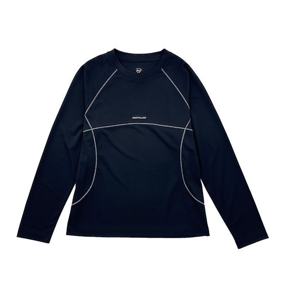 
Nuoshilan children's quick drying long-sleeved boys and girls 25 autumn new round neck contrasting T-shirt light and breathable sports top