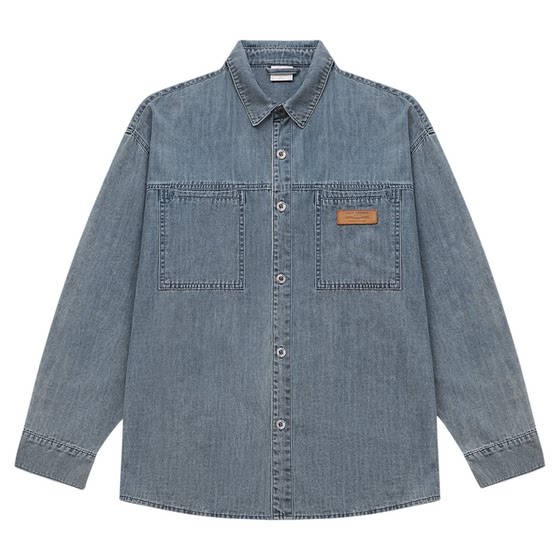 
GWIT American casual classic color cleanfit spring and autumn light long-sleeved shirt jacket denim shirt men