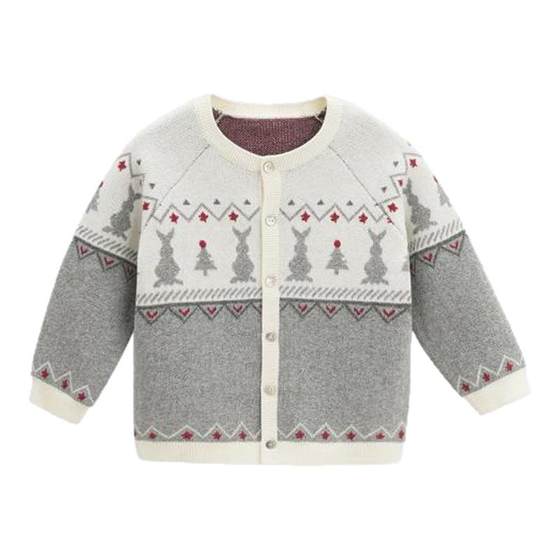 
whitewheat boys 2025 winter new cardigan sweater girl cartoon top baby thick knitted sweater