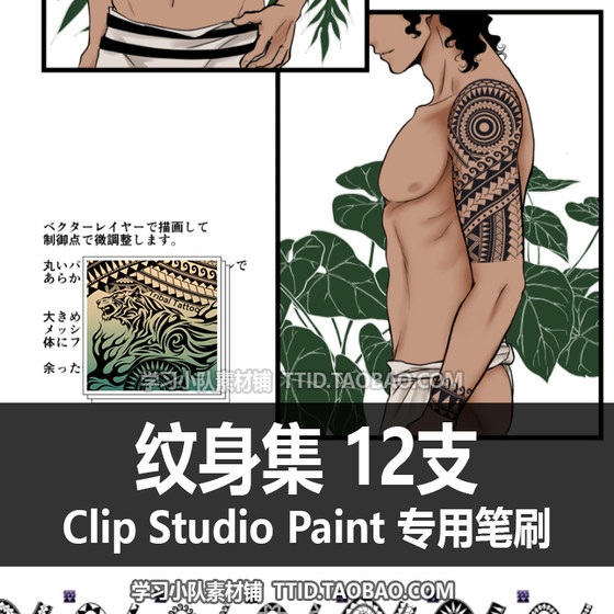 A1 462 CSP笔刷 纹身集 12支 CLIP STUDIO PAINT