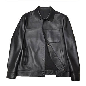 
New high-end sheepskin men's leather jacket genuine leather jacket lapel business casual middle-aged and young leather jacket short trend