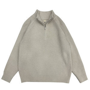 
Half zipper stand collar youthful and energetic youth warm knitted sweater winter men's base layer pullover top
