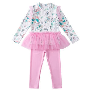 
Girls' long-sleeved sun protection split swimsuit set for summer new high-end sweet swimsuit children's quick-drying swimsuit trend