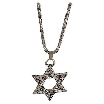 Universal Titanium Steel Double-Side Retro Hexagram Necklace