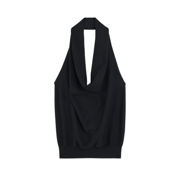 Pusumede Pure Hot Girl Swinging Collar Hanging Neck Slinging Vest Female Sexy Backless Temperament Sleeveless Knitted Top