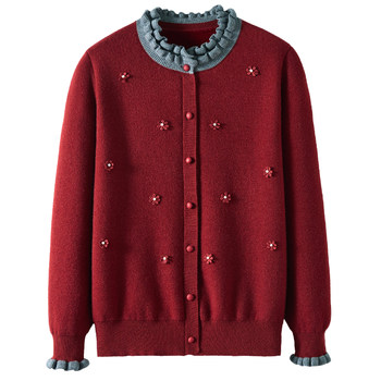 Mom's Autumn Fashionable Knitted Sweater and Thick Velvet Jacket