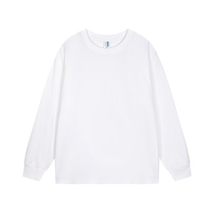
400g heavyweight Xinjiang cotton white pure cotton long-sleeved T-shirt men and women's tops short-sleeved loose solid color base shirt