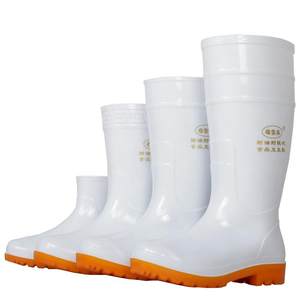 
White high tube rain boots men's waterproof food work shoes chef non-slip oil resistant women's water shoes large size adult rubber shoes
