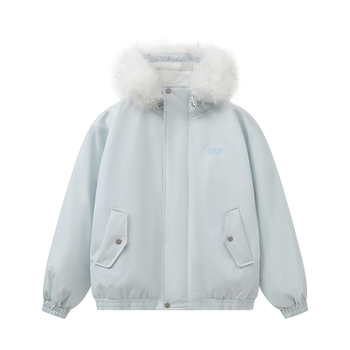 Thickened large fur collar parka cotton jacket to keep warm and loose
