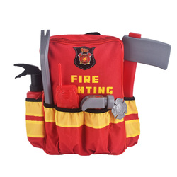 Children's Firefighter Toy Set Backpack Small School Bag Red Fire Hat Boy Gift Simulated Fire Extinguishing Equipment