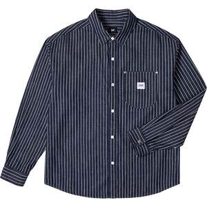 
Lee Shopping Mall's 26th spring and summer new product loose version lapel workwear style men's striped long-sleeved denim shirt trend