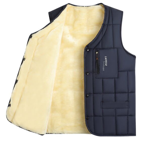 
Middle-aged and elderly men's vests plus velvet and thickened dad's warm down cotton vest vest grandpa's autumn and winter vest