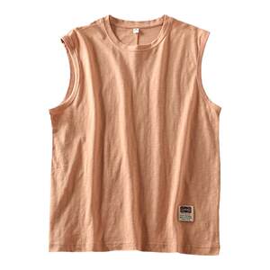 
Summer simple retro washing bamboo joint cotton men's round neck casual sports versatile sleeveless vest T-shirt trendy shoulders
