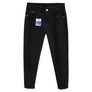 
Spring pure black jeans for fat men, loose, high elasticity, extra fat, plus size, fat men, slimming, small feet, trendy trousers