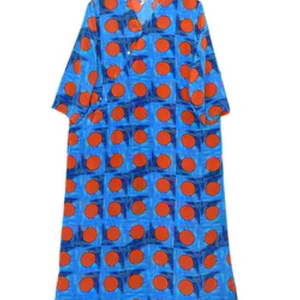 No vine or not [A Zhen loves Aqiang] Mulberry silk Chinese -style dress V -neck wave dot mid -long skirt short shirt