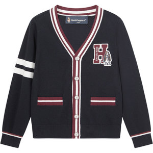 
Hush Puppies children's clothing boys' cardigan sweaters spring and autumn new big children's sweaters college style children's casual knitted sweaters