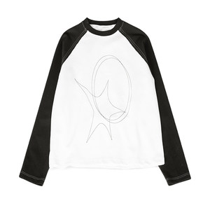 innomoood'starzero' line print T-shirt long sleeve short sleeve ragdoll sleeve basic men and women original