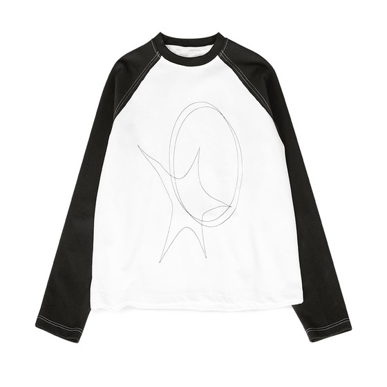 innomoood'starzero' line print T-shirt long sleeve short sleeve ragdoll sleeve basic men and women original