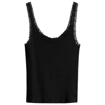 HM women's suspender 2025 summer new low round neck American slim lace sleeveless vest 1274285