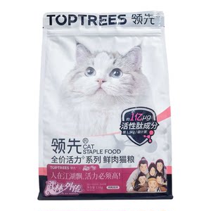 
TOPTREES leading vitality + fresh meat cat food 1.5kg fresh chicken, duck, salmon, gluten-free active peptide staple food